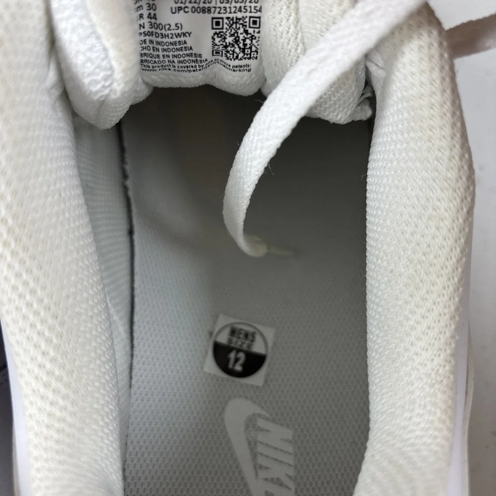 Nike Ebernon Low Athletic Lifestyle Shoes Triple White AQ1775-100 Men's Size 12‎